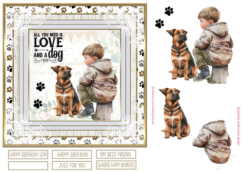 Me & My Dog 7x7ins Decoupage Topper 5