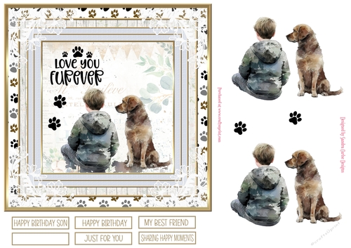 Me & My Dog 7x7ins Decoupage Topper 6