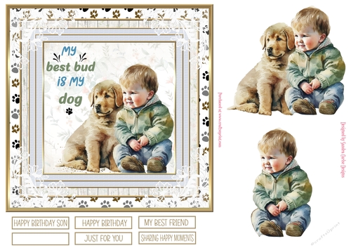 Me & My Dog 7x7ins Decoupage Topper 7