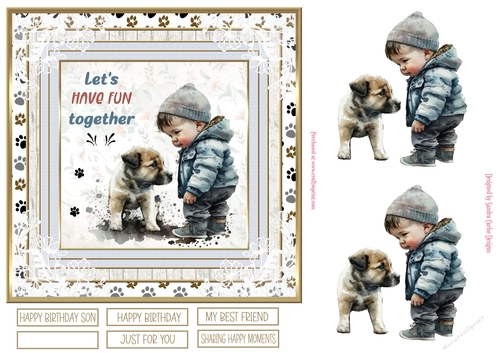 Me & My Dog 7x7ins Decoupage Topper 8