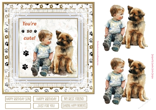 Me & My Dog 7x7ins Decoupage Topper 9