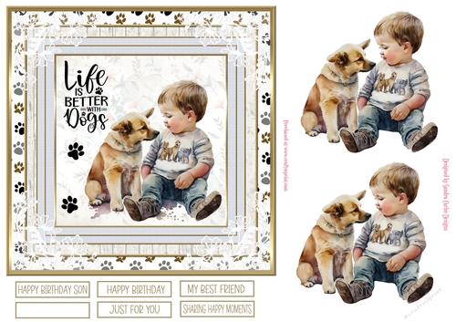 Me & My Dog 7x7ins Decoupage Topper 10