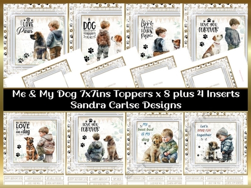 Me & My Dog 7x7ins Decoupage Toppers x 8 and 4 x Matching Inserts