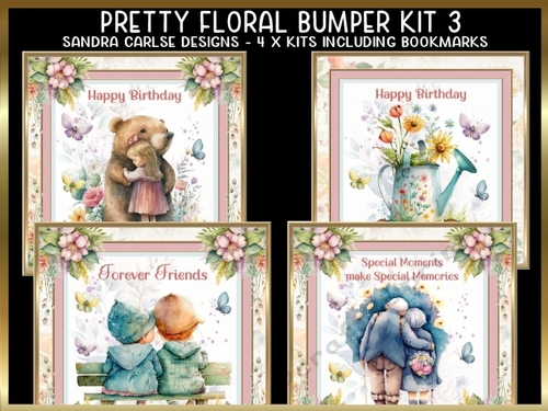 Pretty Floral 4 x 8x8ins Topper Mini kits No: 3
