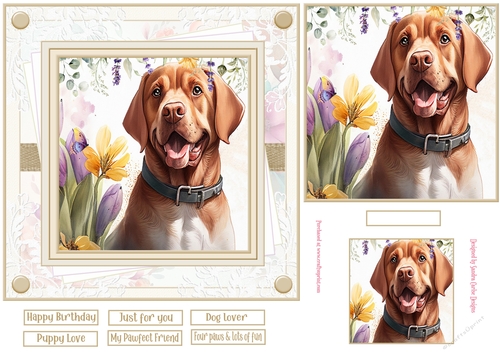 Dog Lover 7x7ins Decoupage Topper 6