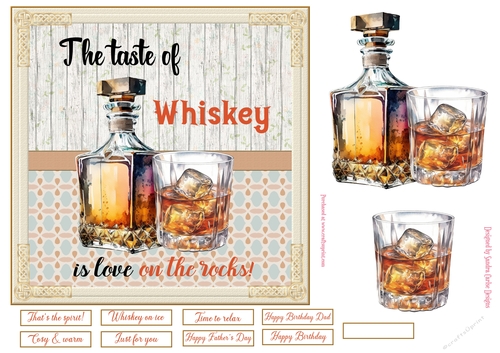 Whiskey on Ice 7x7ins Decoupage Topper 1