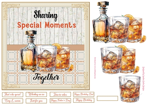 Whiskey on Ice 7x7ins Decoupage Topper 2