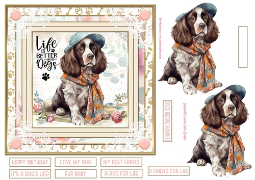 Love my dog 7x7ins decoupage Topper 1