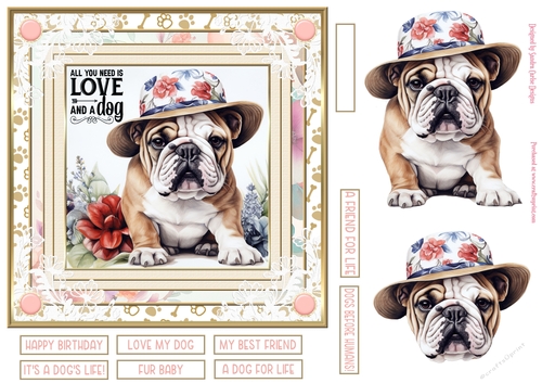 Love my dog 7x7ins decoupage Topper 3