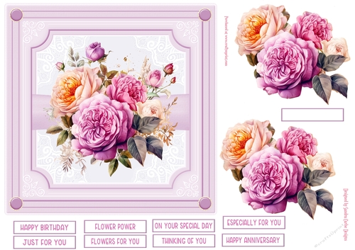 Flower Power 7x7ins Decoupage Topper 6