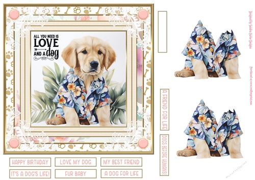 Love my dog 7x7ins decoupage Topper 4