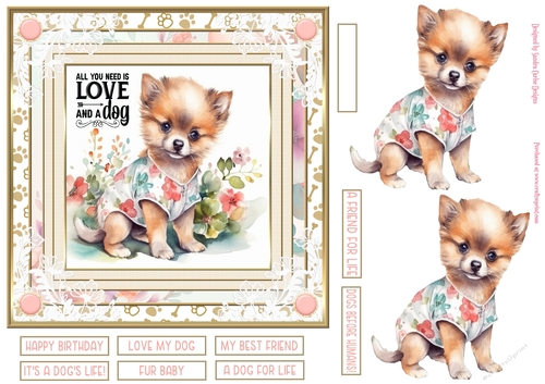 Love my dog 7x7ins decoupage Topper 5
