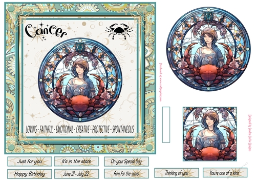 Cancer Birthday 7x7ins Decoupage Topper 4