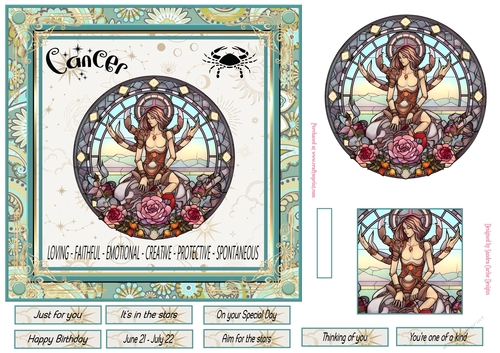 Cancer Birthday 7x7ins Decoupage Topper 5