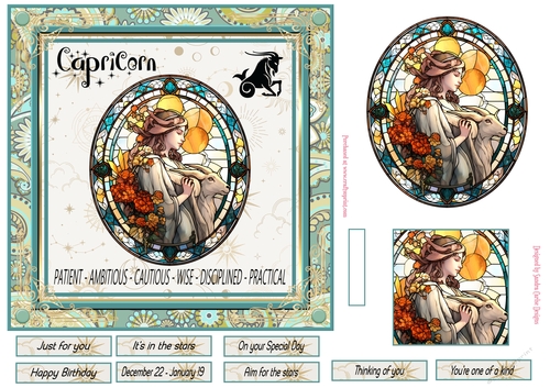 Capricorn Birthday 7x7ins Decoupage Topper 4