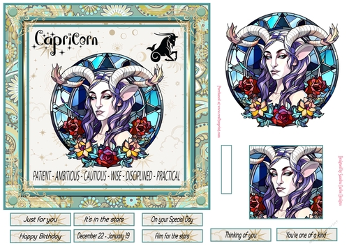 Capricorn Birthday 7x7ins Decoupage Topper 5
