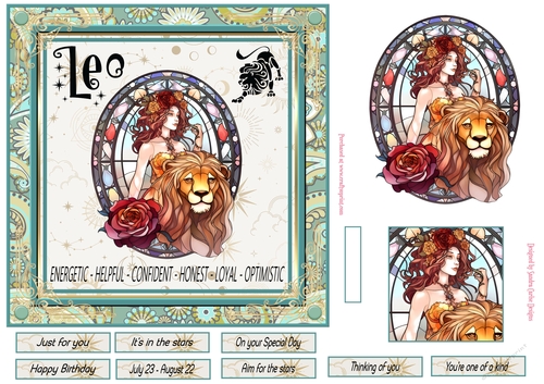 Leo Birthday 7x7ins Decoupage Topper 2
