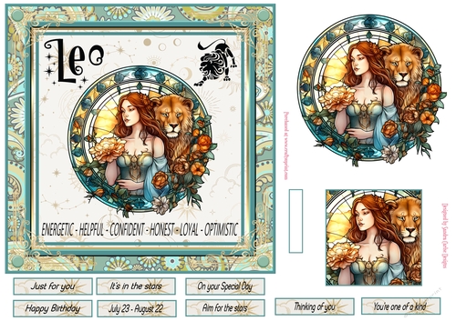 Leo Birthday 7x7ins Decoupage Topper 3