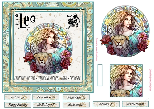 Leo Birthday 7x7ins Decoupage Topper 5