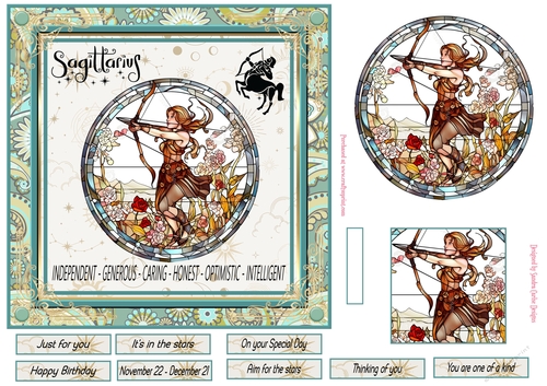 Sagittarius Birthday 7x7ins Decoupage Topper 2