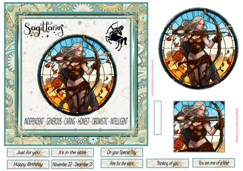 Sagittarius Birthday 7x7ins Decoupage Topper 3