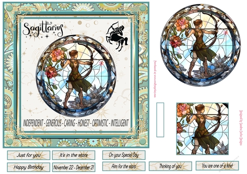 Sagittarius Birthday 7x7ins Decoupage Topper 4