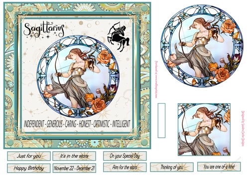 Sagittarius Birthday 7x7ins Decoupage Topper 5