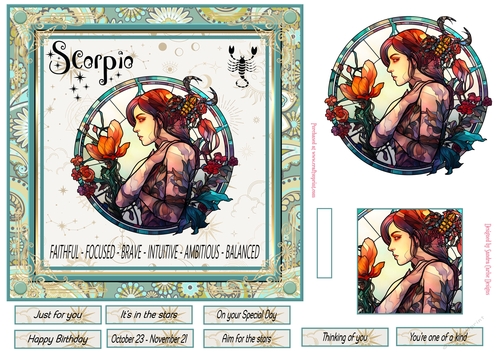 Scorpio Birthday 7x7ins Decoupage Topper 1