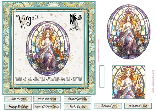 Virgo Birthday 7x7ins Decoupage Topper 2