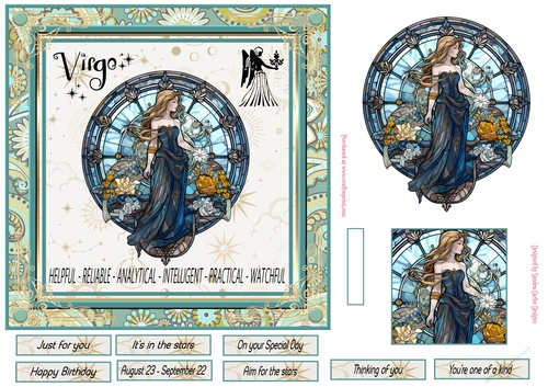 Virgo Birthday 7x7ins Decoupage Topper 4