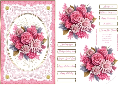 Floral Display Lace Frame Decoupage Topper 1