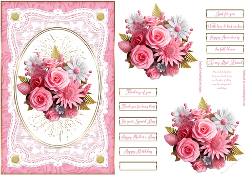 Floral Display Lace Frame Decoupage Topper 5