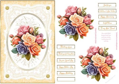 Floral Display Lace Frame Decoupage Topper 12