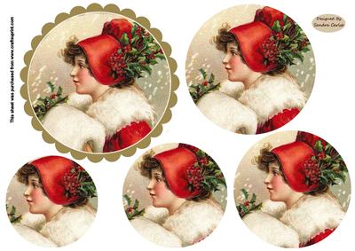 Lady in Red Christmas Vintage Topper