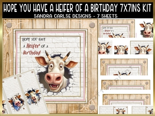 Hope you have a heifer of a birthday 7x7ins kit 1 with bookmarks