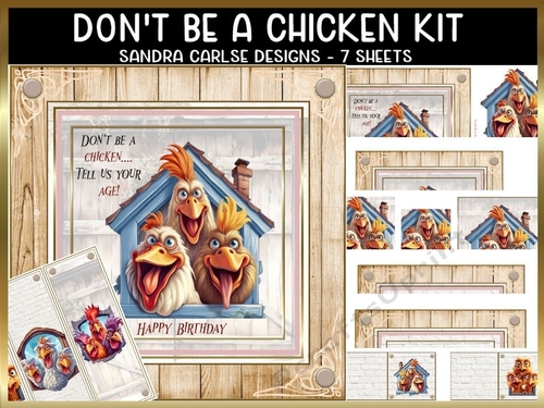 Dont be a chicken birthday 7x7ins kit with bookmarks