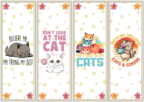 Moody cats 4 x bookmarks 2