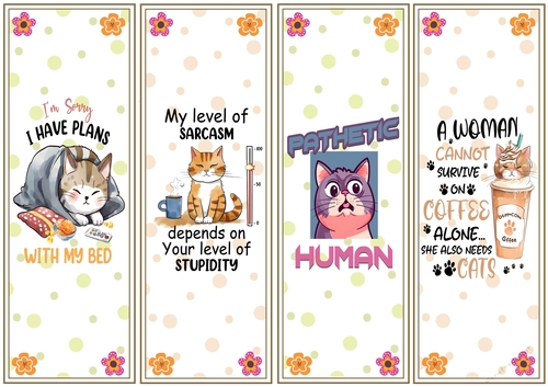 Moody cats 4 x bookmarks 4