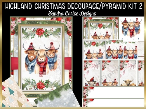 Highland Christmas A5 Decoupage/Pyramid A5 kit 2 with bookmarks