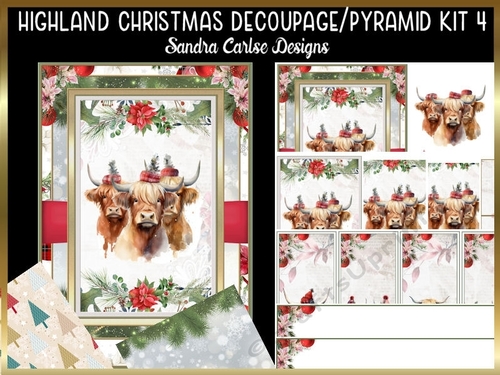 Highland Christmas A5 Decoupage/Pyramid A5 kit 4 with bookmarks