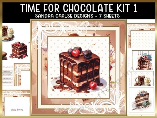 Time for Chocolate 7x7ins Multi Topper kit 1 including 6 Toppers