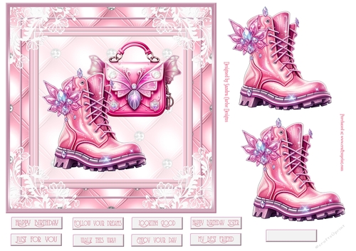 Pink Fashion 7x7ins decoupage Topper 1