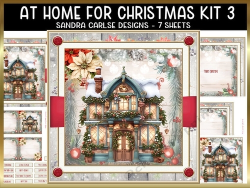 At Home for Christmas 7x7ins with lace edging kit 3