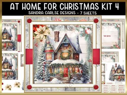 At Home for Christmas 7x7ins with lace edging kit 4