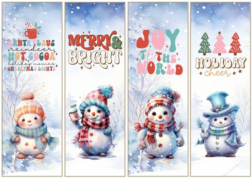 Christmas Snowmen x 4 Bookmarks sheet 3