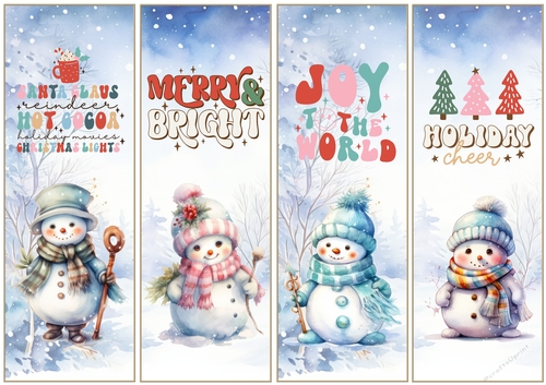 Christmas Snowmen x 4 Bookmarks sheet 4