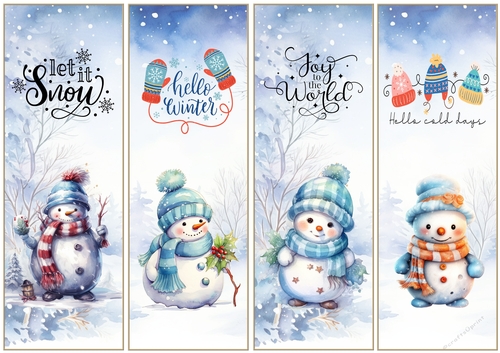 Christmas Snowmen x 4 Bookmarks sheet 5