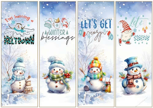 Christmas Snowmen x 4 Bookmarks sheet 6
