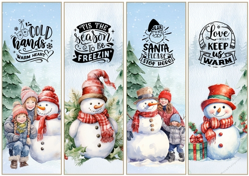 Christmas Snowmen x 4 Bookmarks sheet 7