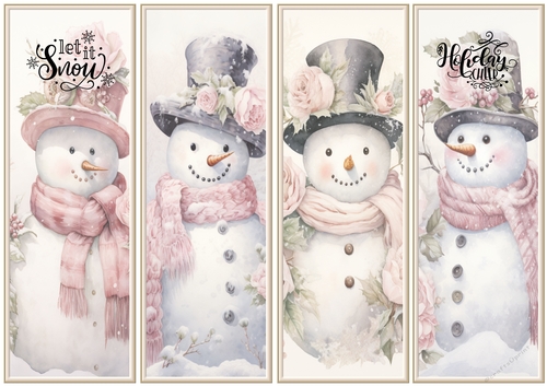 Christmas Snowmen x 4 Bookmarks 8